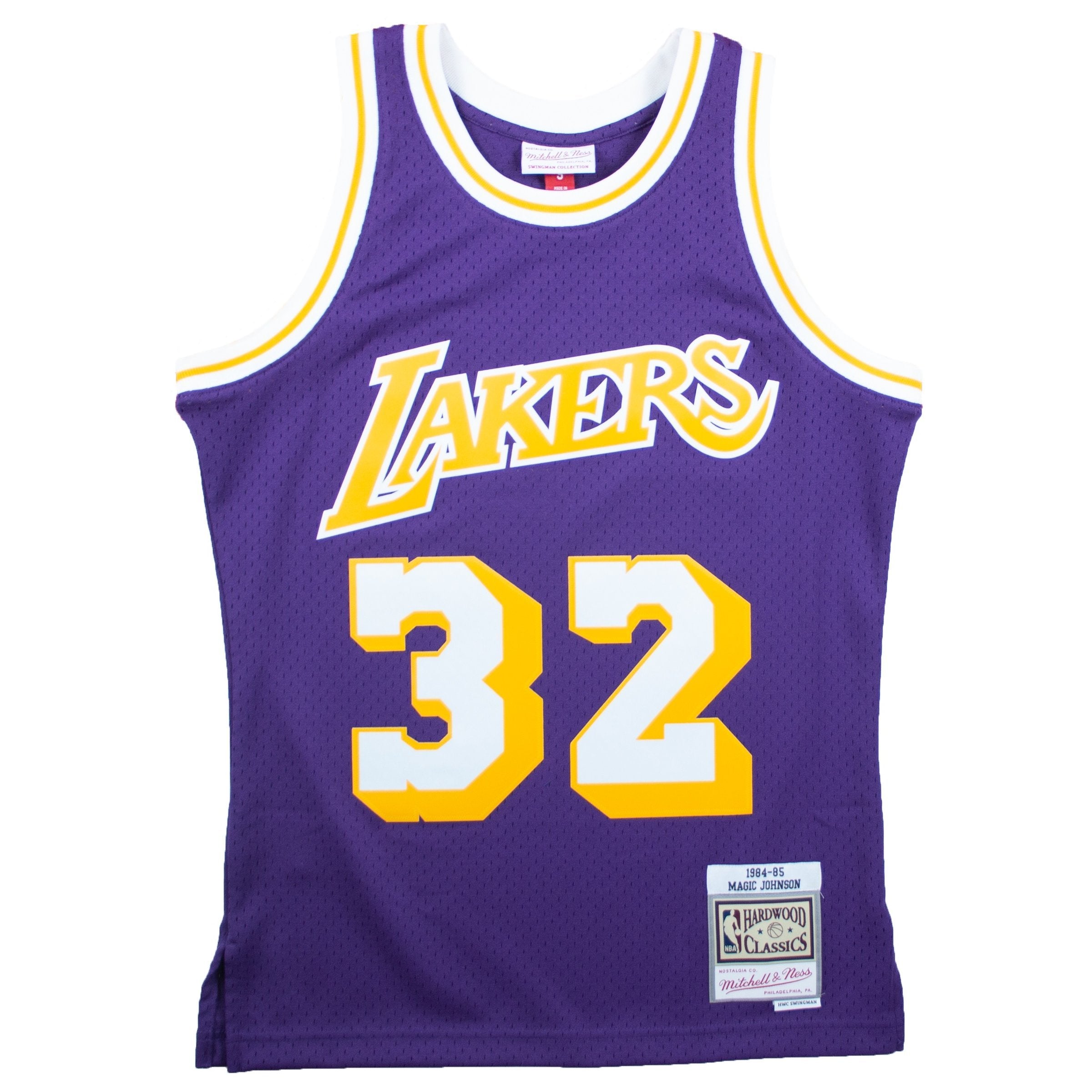 Mens Mitchell & Ness NBA Swingman Road Jersey Lakers 84 Magic Johnson
