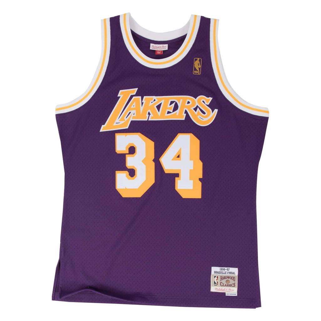 Mens Mitchell & Ness NBA Swingman Road Jersey Lakers 96 Shaquille O'Neal