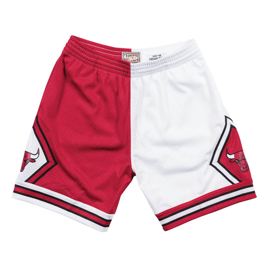 [SMSHSCWH-CBUNG19254197] Mens Mitchell & Ness NBA Split Swingman Shorts Bulls 97