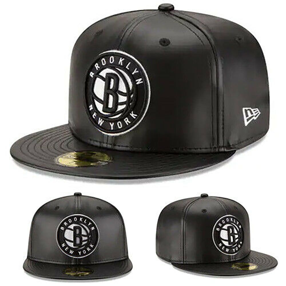 [70344059] Mens New Era NBA 59Fifty Faux Leather Fitted Cap Brooklyn Nets