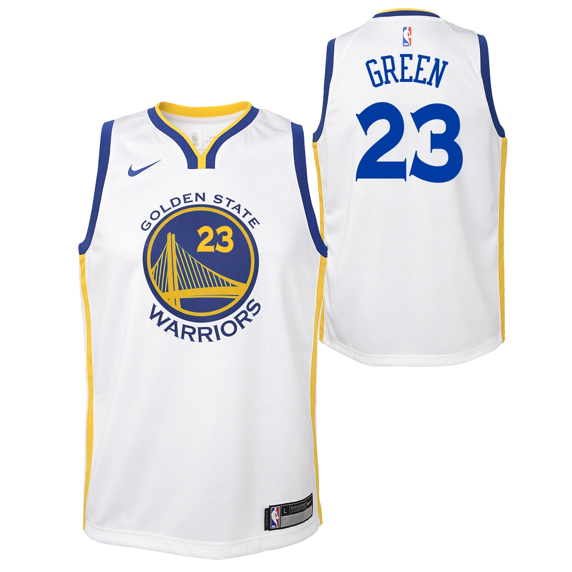 [9Z2B7BZ1P-GREEN] Youth Nike GS Warriors Draymond Green Association Swingman Jersey