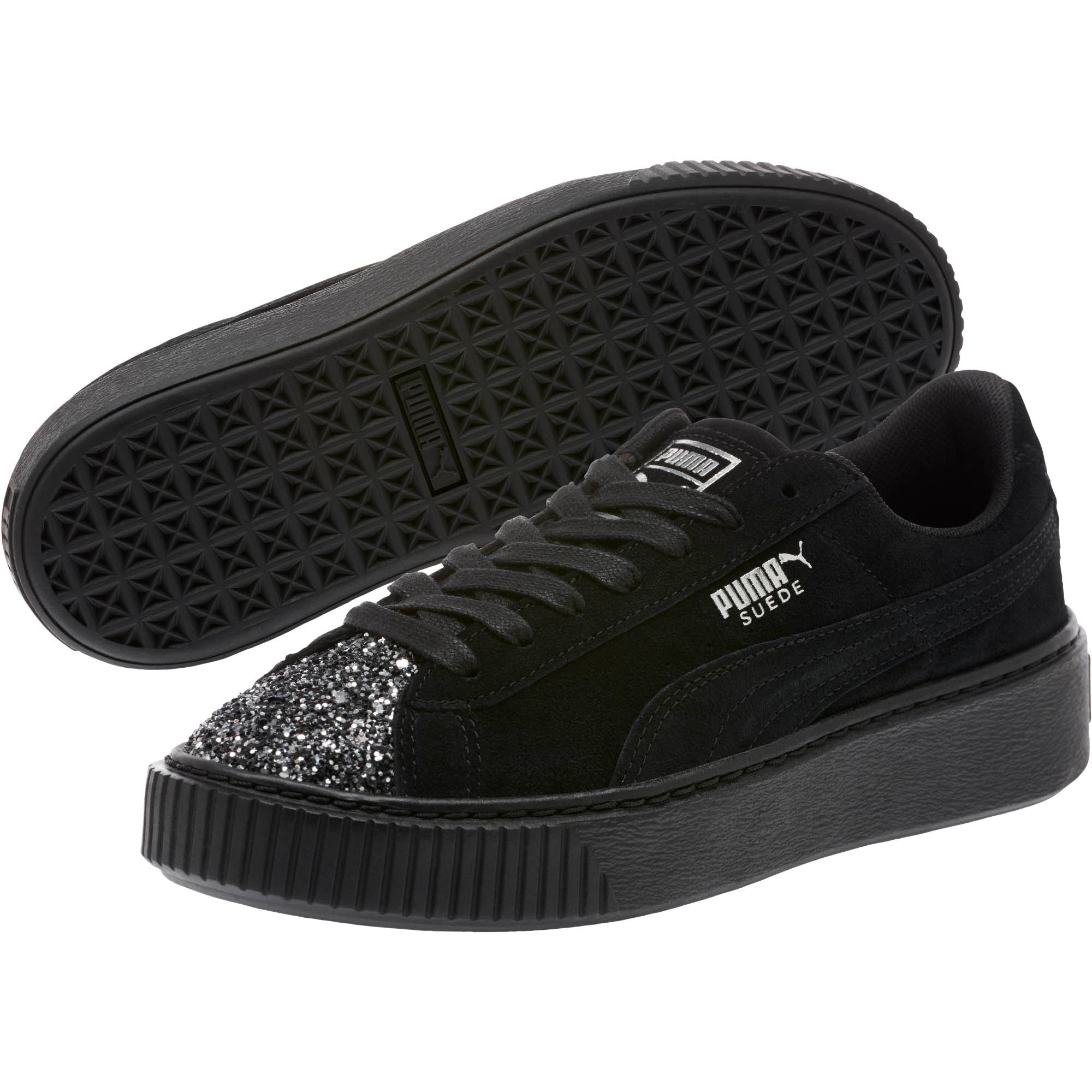 [365866-01] Womens Suede Platform Crushed Gem