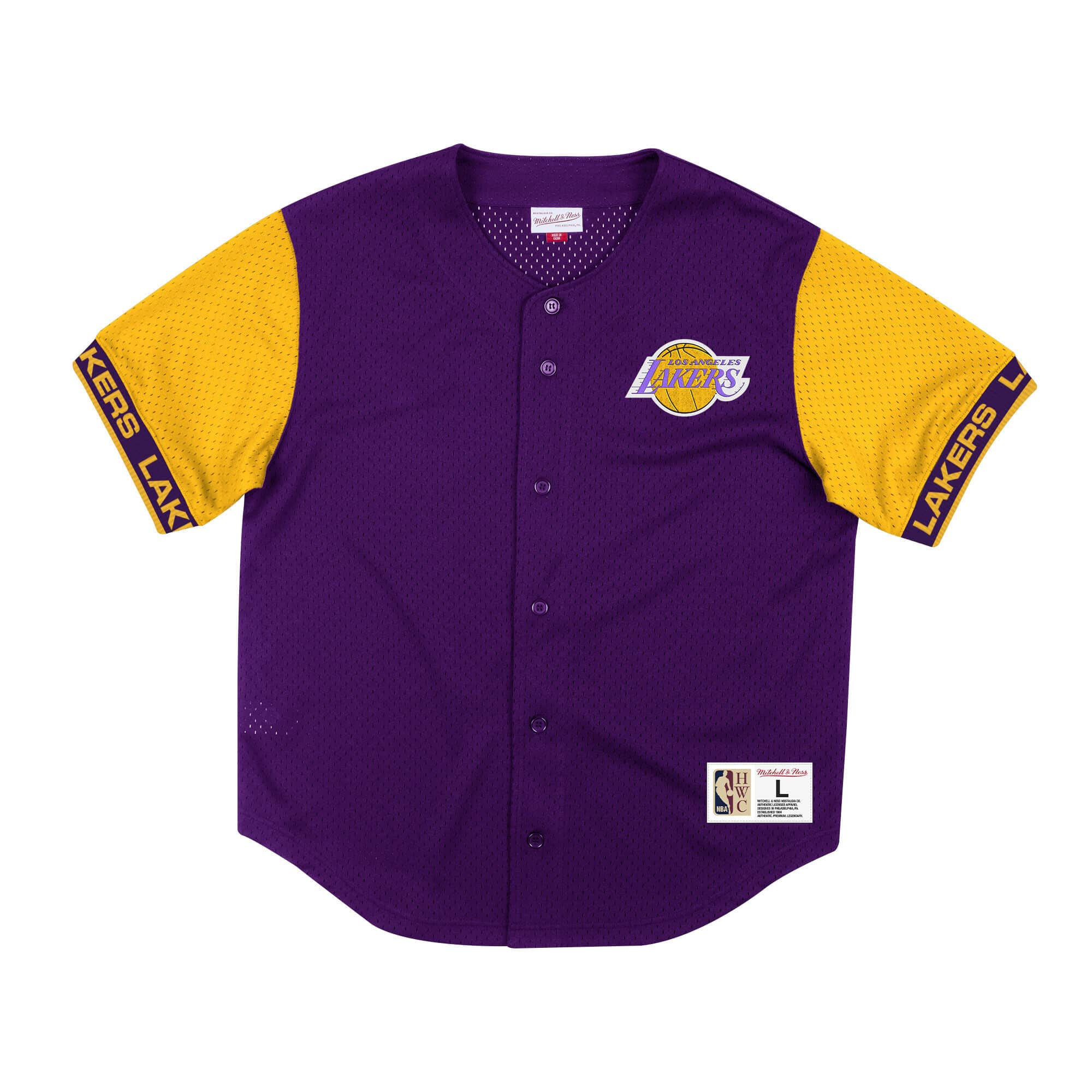 Mens Mitchell & Ness NBA Pure Shooter Mesh Button Front Los Angeles Lakers