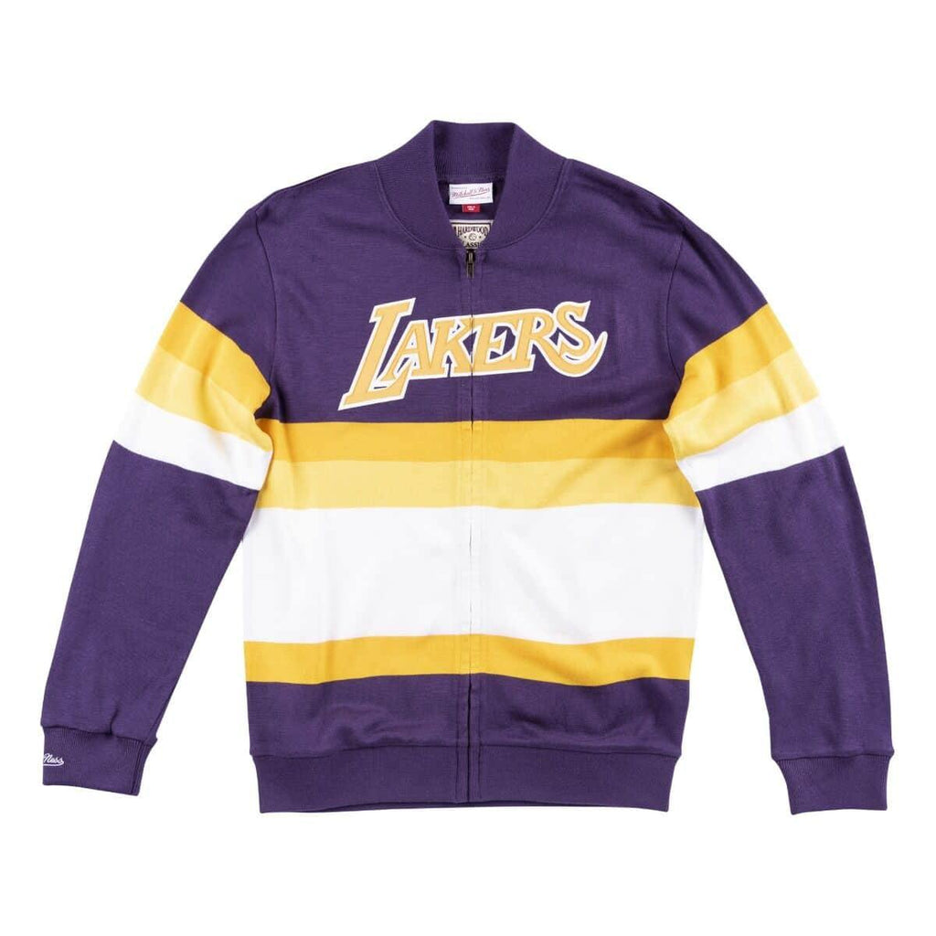Mens Mitchell & Ness NBA Front Stripe Full Zip Sweater Los Angeles Lakers - sneakAR