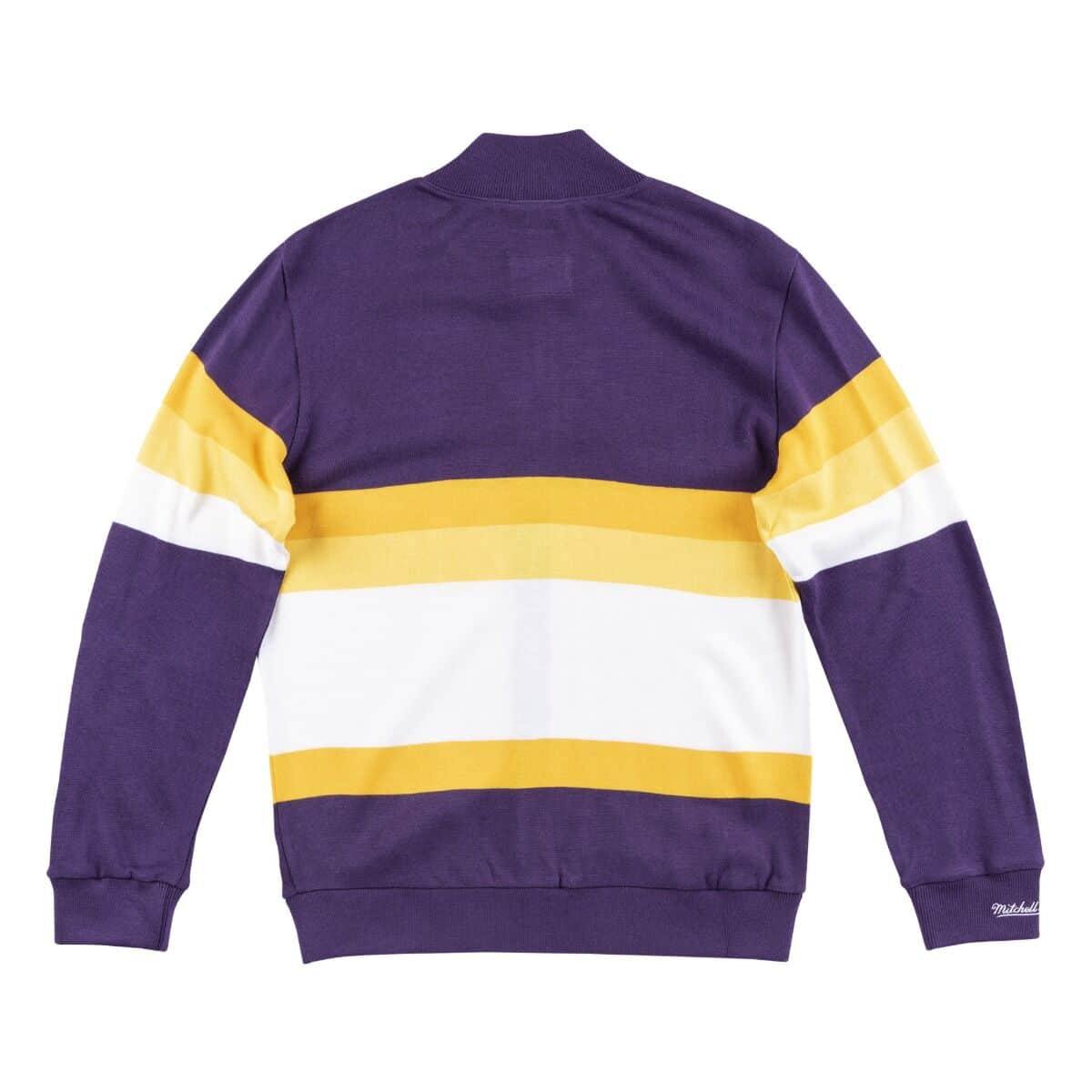 Mens Mitchell & Ness NBA Front Stripe Full Zip Sweater Los Angeles Lakers - sneakAR