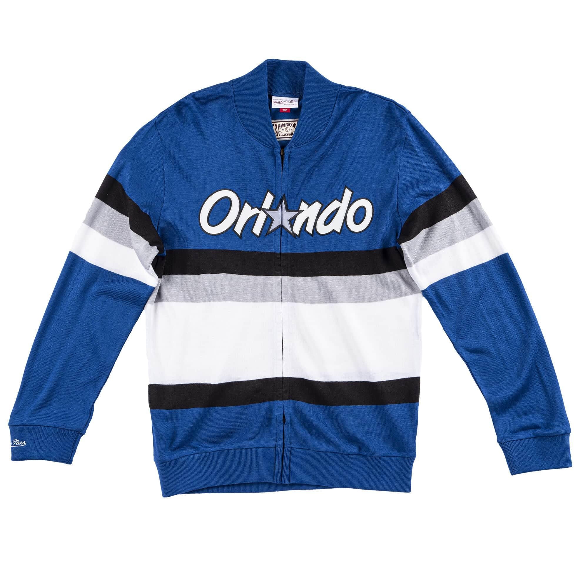 Mens Mitchell & Ness NBA Front Stripe Full Zip Sweater Orlando Magic - sneakAR