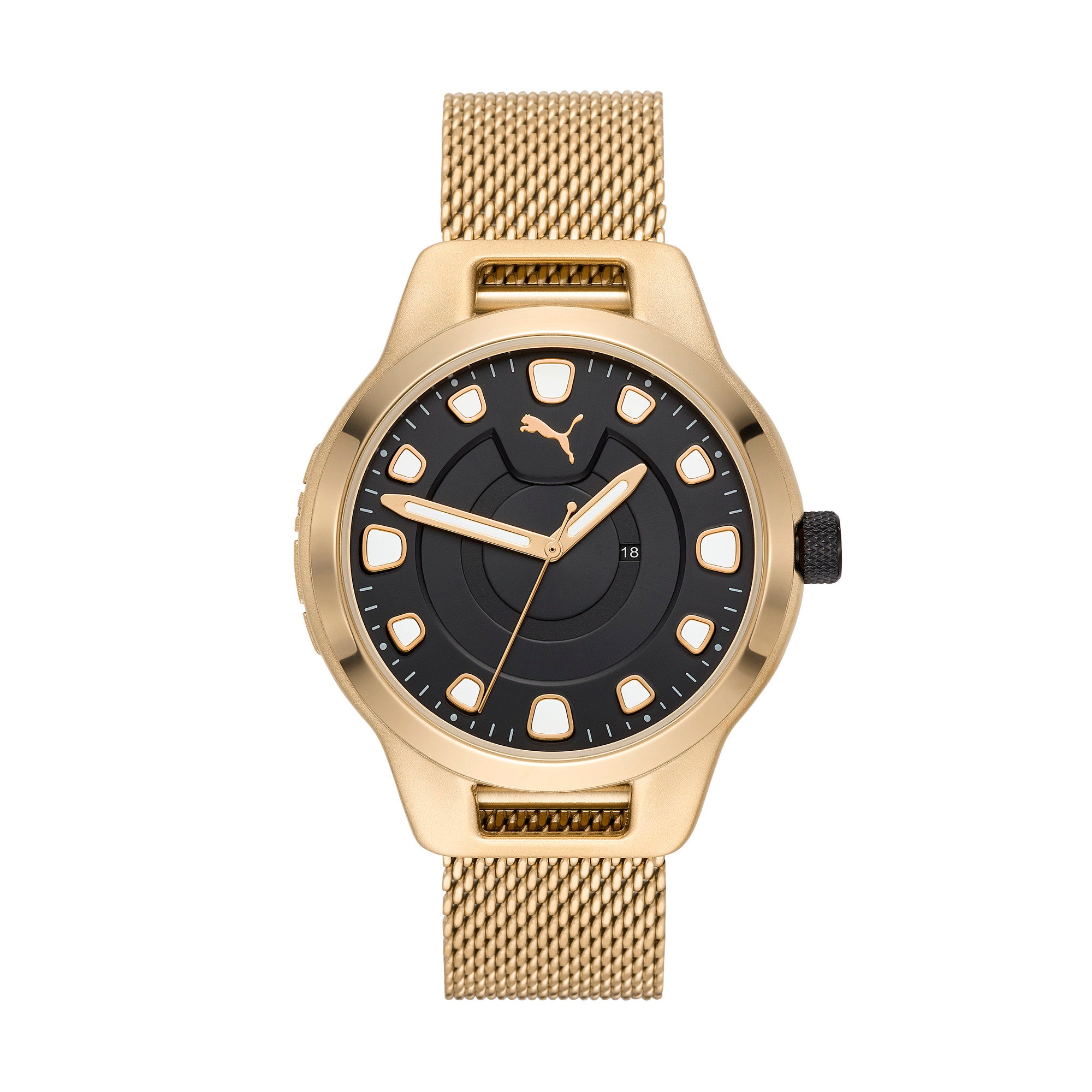 [928605-01] Mens Puma Reset P5006 Gold Stainless-Steel Quartz Watch